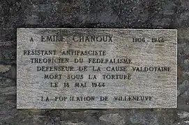 Tafel im Friedhof von Villeneuve