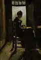 Vincent van Gogh:Bäuerin vor einer Tür, kartoffelschälend