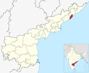 Positionskarte des Distrikts Visakhapatnam