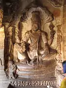 Vishnu sitzend auf der Ananta-Schlange, 6. Jahrhundert, Badami, Höhle 3