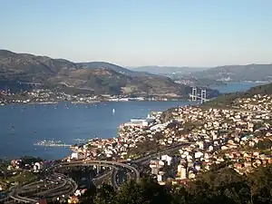 Ría de Vigo mit Autobahnbrücke Puente de Rande