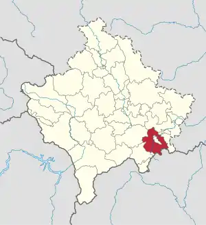 Lage der Gemeinde Vitia im Kosovo (anklickbare Karte)