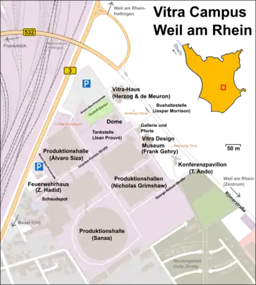 Karte des Vitra Campus