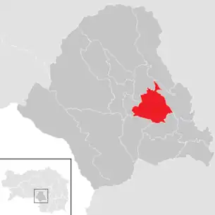 Lage der Gemeinde Voitsberg im Bezirk Voitsberg (anklickbare Karte)
