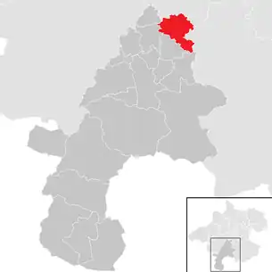 Lage der Gemeinde Vorchdorf im Bezirk Gmunden (anklickbare Karte)