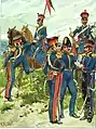Rote Doppellampassen des württembergischen 3.&nbsp;Reiter-Regiments 1825.