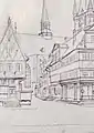 Blick in die Straße Hinter St. Petri vom Kohlmarkt, 1871