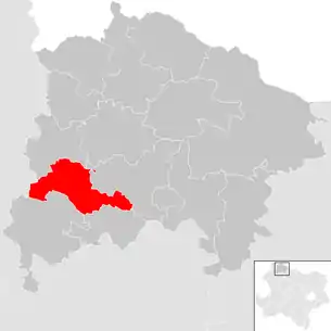 Lage der Gemeinde Waidhofen an der Thaya-Land im Bezirk Waidhofen an der Thaya (anklickbare Karte)