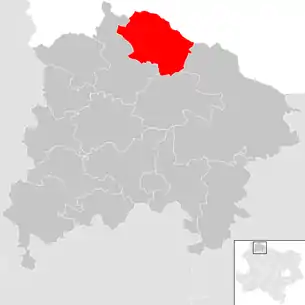 Lage der Gemeinde Waldkirchen an der Thaya im Bezirk Waidhofen an der Thaya (anklickbare Karte)
