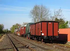 Blick in Richtung Raeren mit Fahrzeugen der Eisenbahnfreunde Grenzland