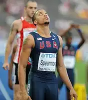 Wallace Spearmon, 2005 Vizeweltmeister und (2007/2009) jeweils WM-Dritter – ausgeschieden als Sechster in 20,66 s
