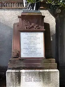 Walter Morath (1918–1995), Kabarettist. Familiengrab Mulisch-Sattler-Hemmann-Leber Wolfgottesacker, Basel. Grabmal von Steinbildhauer Oscar Lippe