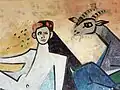 Wandbild, Geisbub, 1956. Von Charles Hindenlang (1894–1960). Wasgenrinschule Basel