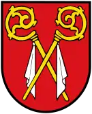 Gekreuzte Bischofsstäbe und Pannisellus: Wappen von Alsheim
