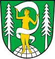 „Nackte goldene Frau auf silberner Weltkugel“ (Böhlen/Thüringer Wald)