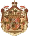 1697–1918: Wappen des Fürstentums Schwarzburg-Sondershausen, links mit weiblichem Pendant