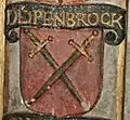 Wappen derer von Deipenbrock am Epitaph des Joachim Friedrich von Münster-Meinhövel (†&nbsp;1671) in der Heidelberger Peterskirche