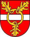 Eichenblätter sprießen aus Ring: Gielde(Niedersachsen)