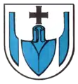 Wappen des Heilbronner Stadtteils Kirchhausen, von zwei Sechen flankiertes Pflugschar