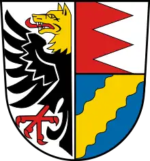 Adler mit Wolfskopf im Wappen von Langenorla