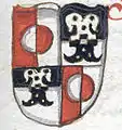 Wappen (ohne Zierde) des Salzburger Erzbischofs Michael von Kuenburg, nach 1587, aus der Salzburgischen Chronik bis 1587