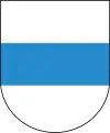 Kanton Zug: im weißen Schild ein blauer Balken