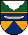 Oben eine dreibogige, gestürzte Spitze, unten eine [steigende] Spitze(redend; Tiefgraben,&nbsp;AT)