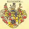 Gemehrtes Wappen der Grafen von Gleichen aus dem Wappenbuch Johann Siebmachers