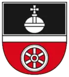 Nackenheim – silbern mit silbernem Kreuz sowie ein Mainzer Rad