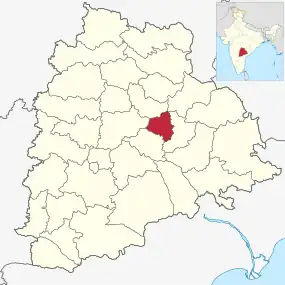 Positionskarte des Distrikts Hanumakonda