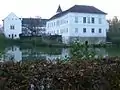 Wasserschloss Parz – Nordseite mit Schloss Parz im Hintergrund