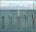 Schematischer Ablauf eines Raketenstarts auf Sehrohrtiefe