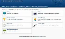WCMS WebsiteBaker Screenshot Adminbereich