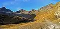 Von links nach rechts: Piz Radönt 3065&nbsp;m, Radüner Rothorn 3022&nbsp;m und rechts Flüela Schwarzhorn 3146&nbsp;m