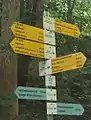 Wegweiser zu Informationszentren des Biosphärengebiets Schwäbische Alb