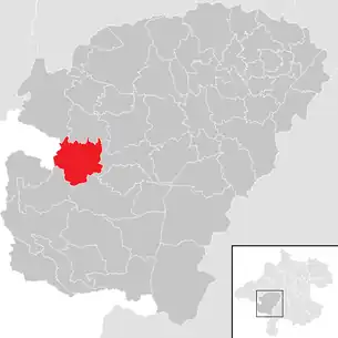 Lage der Gemeinde Weißenkirchen im Attergau im Bezirk Vöcklabruck (anklickbare Karte)