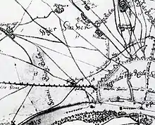Abraham Hogenberg – Schweidkarte mit Detail der Umgebung des Weißhaus (1609)
