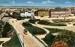 Viadukt und Landesmuseum vor dem Karl-August-Platz um 1910