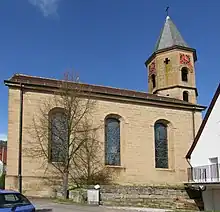 Die katholische Kirche St. Oswald, Seitenansicht