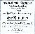 Zeitungsanzeige von 1919