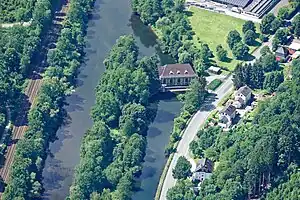 Das Wasserkraftwerk mit Ober- und Untergraben