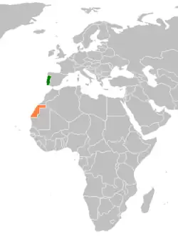 Lage von Portugal und Westsahara