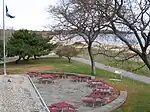 Blick nach Osten vom Dach des Pavillons.