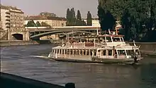 Der Donaukanal stromabwärts mit Blick von der Wienflussmündung auf die Franzensbrücke, 2. und 3. Bezirk