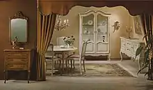 Speisezimmer Schleiflack, Kommode u. Spiegel Eiche, A-L Barock, ab 1965