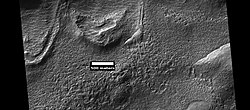 Alte Gletscher im Krater Cruls, gesehen durch HiRISE (HiWish program).