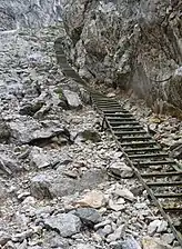 Unterer Abschnitt des Klettersteigs durch das G'hackte