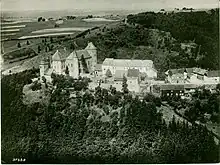 Schrägaufnahme der Burg Wildenburg in der Eifel, Hansa Luftbild, 1932