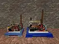 Wilesco D9 (Bausatz einer D10) neben einer fabrikneuen Wilesco D20, Baujahr 2020.