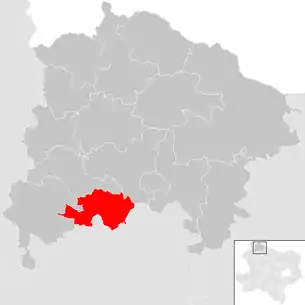 Lage der Gemeinde Windigsteig im Bezirk Waidhofen an der Thaya (anklickbare Karte)
